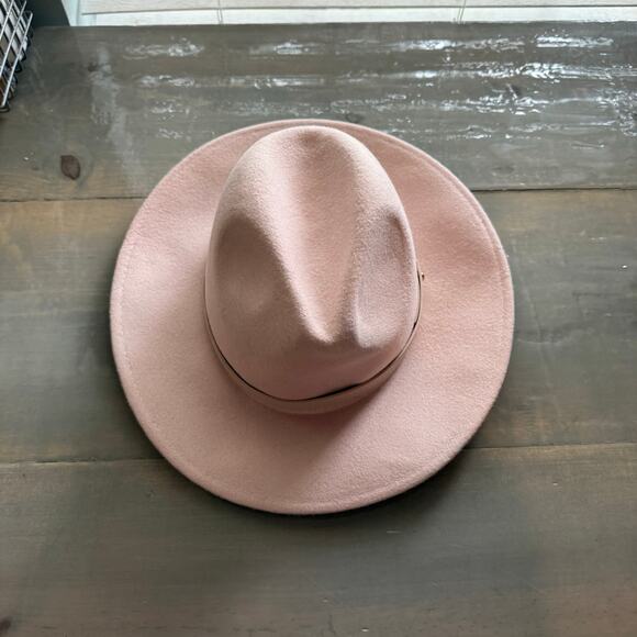 Free People Light Sand Wythe Leather Band Felt Hat Sz O/S NWT main image 5